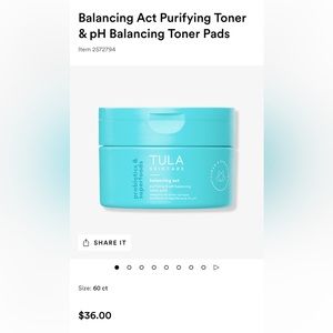 Tula Balancing Act Purifying Toner Pads - 60 ct